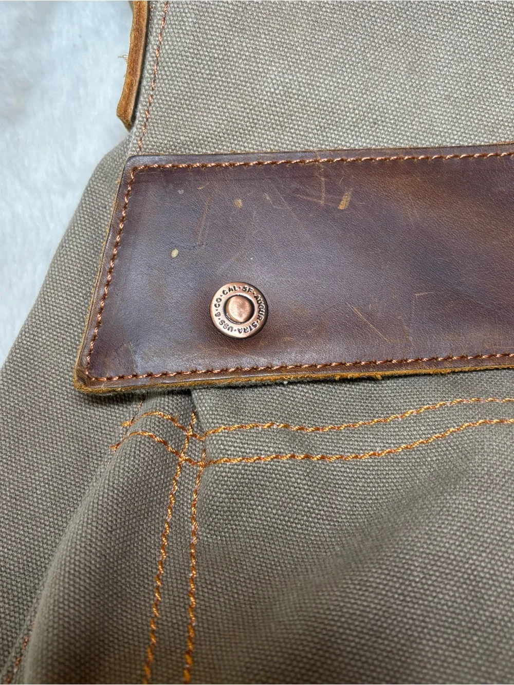 Vintage Augur Olive Canvas Messenger Bag with Brown Leather Accent
